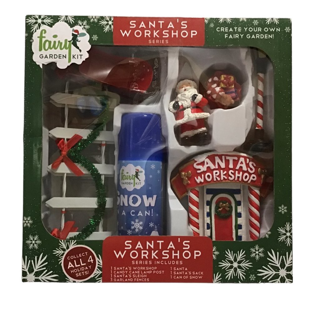 Fairy Garden Kit Santas Workshop Series Christmas Craft Santa Snow in Can New